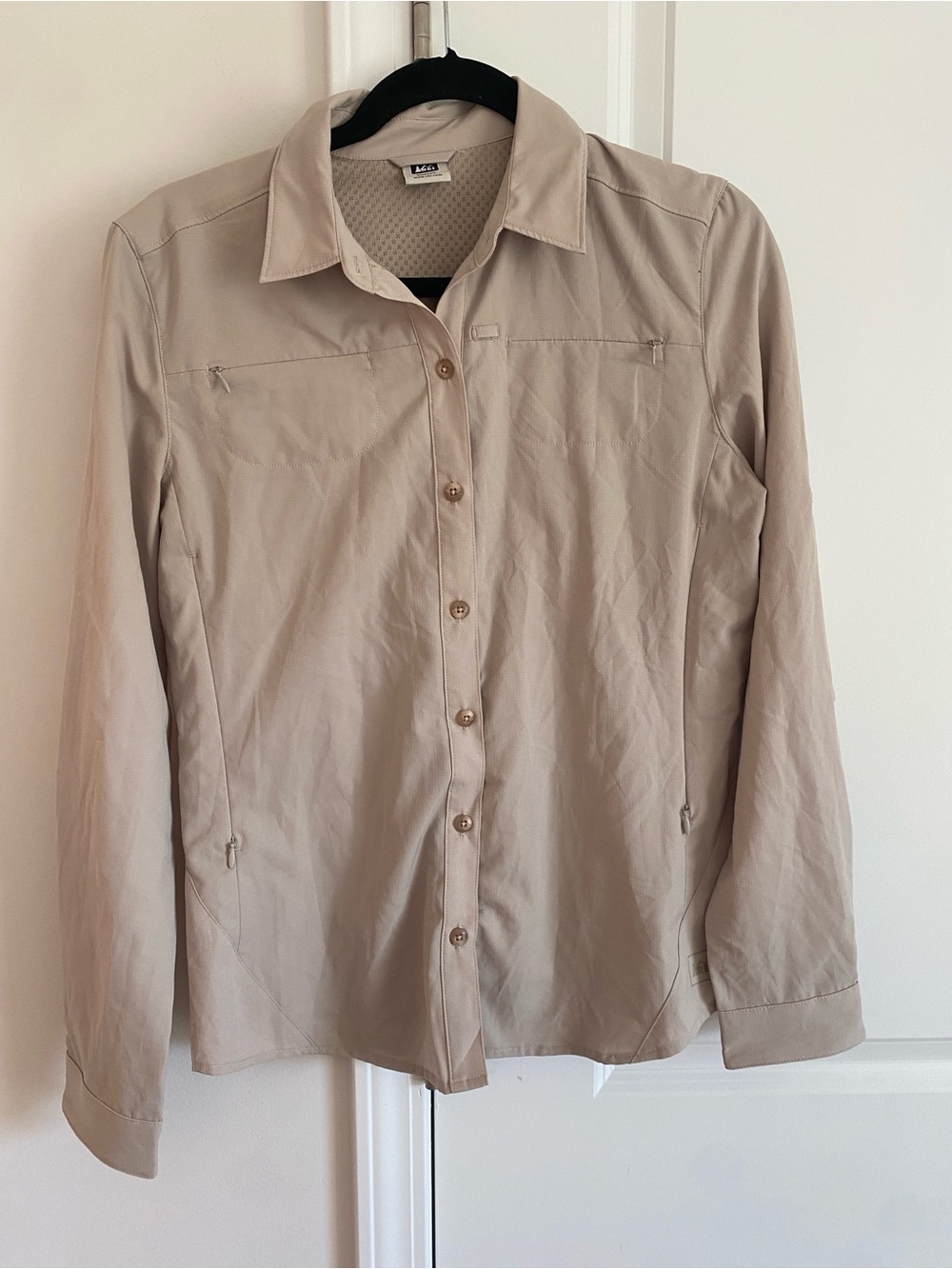 REI Women’s Tan Lightweight Utility Button-Front shirt
